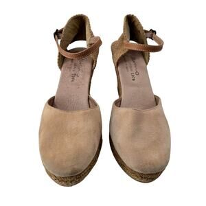 Gaimo Shoes Womens Size 9 Tan Suede Espadrille Wedge Sandals Made In Spain